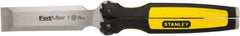 Stanley - 9-1/2" OAL x 1" Blade Width Wood Chisel - 1" Tip, Glass-Filled Nylon with Rubber Overmold Handle - Exact Tool & Supply