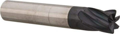 Accupro - 3/8", 1/2" LOC, 3/8" Shank Diam, 2-1/2" OAL, 6 Flute, Solid Carbide Square End Mill - Single End, AlTiN Finish, Spiral Flute, 25° Helix, Centercutting, Right Hand Cut, Right Hand Flute - Exact Tool & Supply