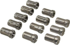 Parlec - 12 Piece, 1/16" to 3/4" Capacity, Double Angle Collet Set - Series DA180 - Exact Tool & Supply