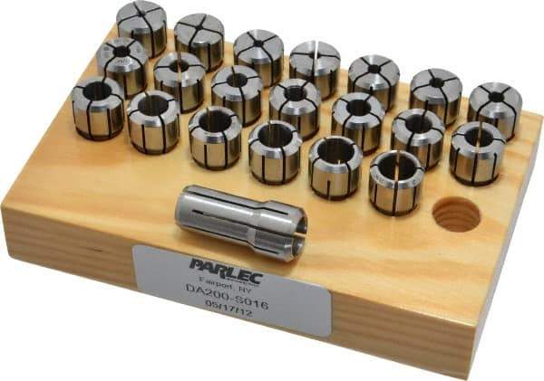 Parlec - 21 Piece, 1/16" to 3/8" Capacity, Double Angle Collet Set - Series DA200 - Exact Tool & Supply