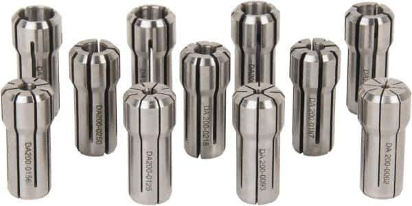 Parlec - 11 Piece, 1/16" to 3/8" Capacity, Double Angle Collet Set - Series DA200 - Exact Tool & Supply