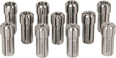 Parlec - 11 Piece, 1/16" to 3/8" Capacity, Double Angle Collet Set - Series DA200 - Exact Tool & Supply