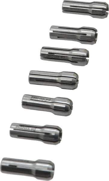 Parlec - 7 Piece, 1/16" to 1/4" Capacity, Double Angle Collet Set - Series DA300 - Exact Tool & Supply