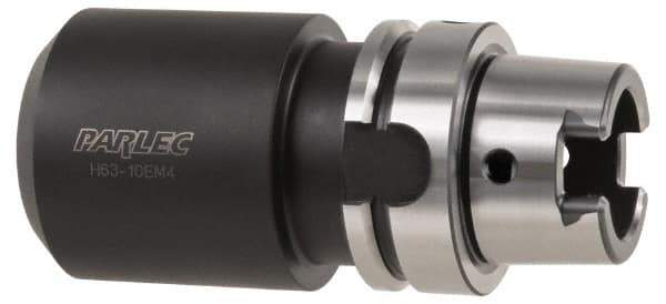 Parlec - HSK63A Taper Shank 1-1/4" Hole End Mill Holder/Adapter - 2-13/16" Nose Diam, 4-1/4" Projection, Through-Spindle Coolant - Exact Tool & Supply
