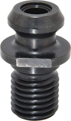 Parlec - A Style, CAT50 Taper, 1-8 Thread, 45° Angle Radius, Standard Retention Knob - 2.3" OAL, 1.14" Knob Diam, 0.2" Flange Thickness, 1" from Knob to Flange, 1.031" Pilot Diam, 0.468" Coolant Hole, Through Coolant - Exact Tool & Supply