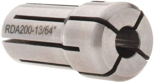 Parlec - 13/64 Inch, Series DA200 Double Angle Coolant Collet - 1-3/16 Inch Overall Length, 0.539 Inch Overall Diameter, 0.0004 Inch TIR 600 PSI - Exact Tool & Supply