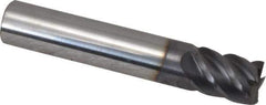 Niagara Cutter - 7/16", 9/16" LOC, 7/16" Shank Diam, 2-1/2" OAL, 5 Flute, Solid Carbide Square End Mill - Single End, TiAlN Finish, Spiral Flute, 45° Helix, Centercutting, Right Hand Cut, Right Hand Flute, Series S545 - Exact Tool & Supply