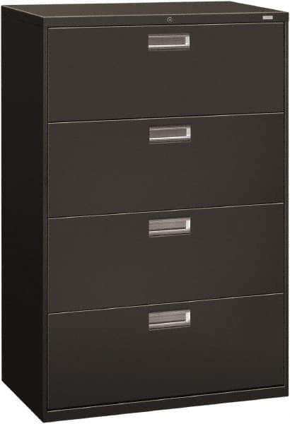 Hon - 36" Wide x 53-1/4" High x 19-1/4" Deep, 4 Drawer Lateral File - Steel, Charcoal - Exact Tool & Supply