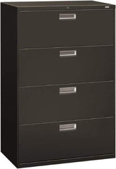 Hon - 36" Wide x 53-1/4" High x 19-1/4" Deep, 4 Drawer Lateral File - Steel, Charcoal - Exact Tool & Supply