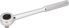 Stanley - 1/2" Drive Round Head Ratchet - Chrome Finish, 10" OAL - Exact Tool & Supply