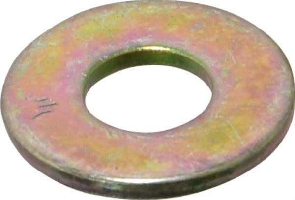 Value Collection - 1/4" Screw, Grade SAE 1035-1050 Alloy Steel USS Flat Washer - 0.307" ID x 0.749" OD, 0.08" Thick, Zinc Yellow Dichromate Finish - Exact Tool & Supply
