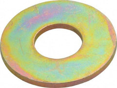 Value Collection - 7/16" Screw, Grade SAE 1035-1050 Alloy Steel USS Flat Washer - 0.495" ID x 1.28" OD, 0.104" Thick, Zinc Yellow Dichromate Finish - Exact Tool & Supply