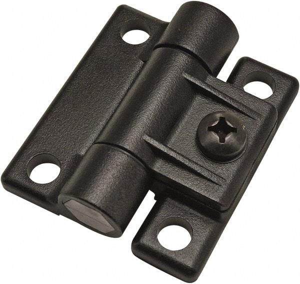 80/20 Inc. - 1-7/16" Long x 1-11/16" Wide x 12.7mm Thick, Adjustable Hinge - Black Acetal, No Finish - Exact Tool & Supply