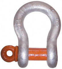 CM - 3/8" Nominal Chain Size, 1.5 Ton Carbon Steel Screw Anchor Shackle - 17/32" Diam, 7/16" Pin Diam, 21/32" Wide Inside Jaw, 15/16" Inside Width - Exact Tool & Supply