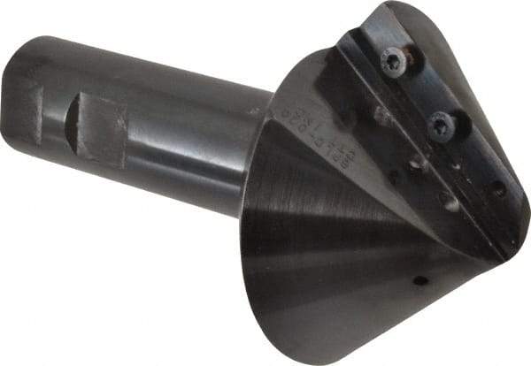 Cutting Tool Technologies - 82° Included Angle, 2.82" Max Cut Diam, 2.82mm Body Diam, 1" Shank Diam, Indexable Countersink - 1.33" LOC, 6 Square Inserts, SPEH 322 Insert Style, Positive Rake, Series PLC - Exact Tool & Supply