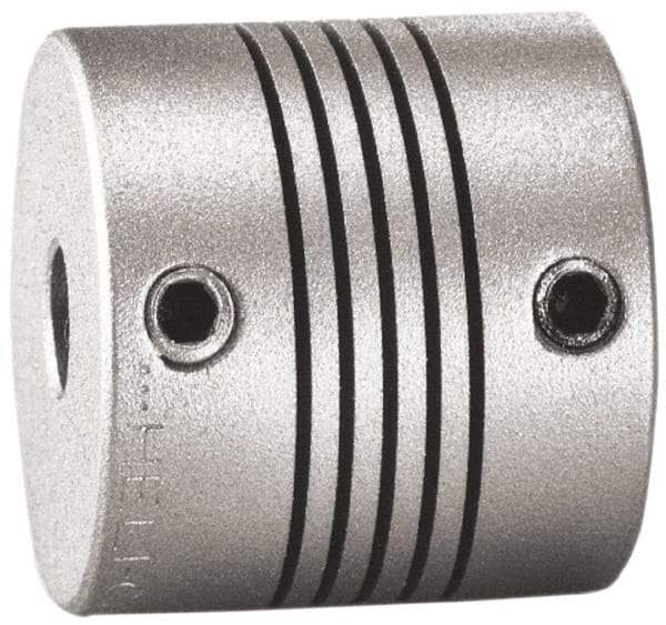 Lovejoy - 3/8" Max Bore Diam, Flexible Screw Hub Coupling - 1.12" OD, 1.12" OAL, Anodized Aluminum - Exact Tool & Supply