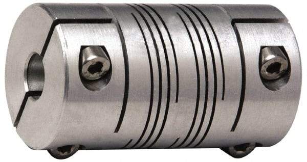 Lovejoy - 1/2" Max Bore Diam, Flexible Clamp Hub Coupling - 1" OD, 1-1/2" OAL, Anodized Aluminum - Exact Tool & Supply
