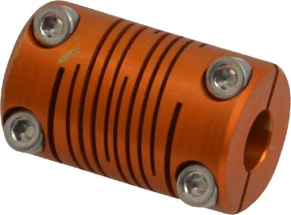Lovejoy - 1/4" Max Bore Diam, Flexible Clamp Hub Coupling - 0.63" OD, 1" OAL, Anodized Aluminum - Exact Tool & Supply
