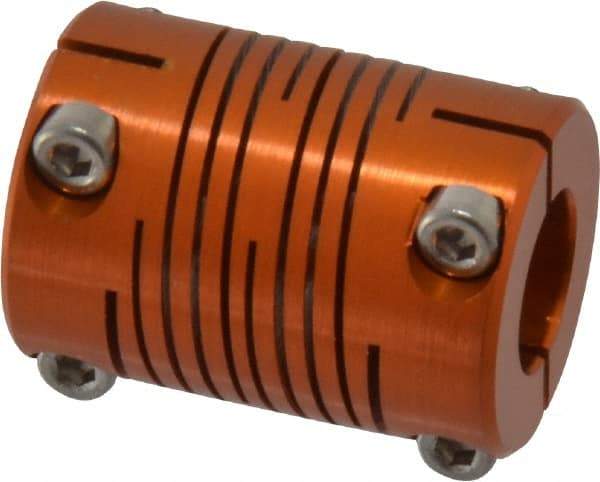 Lovejoy - 3/8" Max Bore Diam, Flexible Clamp Hub Coupling - 3/4" OD, 1.04" OAL, Anodized Aluminum - Exact Tool & Supply