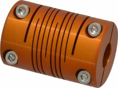 Lovejoy - 3/8" Max Bore Diam, Flexible Clamp Hub Coupling - 1" OD, 1-1/2" OAL, Anodized Aluminum - Exact Tool & Supply