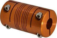 Lovejoy - 1/2" Max Bore Diam, Flexible Clamp Hub Coupling - 1-1/4" OD, 2-1/4" OAL, Anodized Aluminum - Exact Tool & Supply