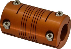 Lovejoy - 5/8" Max Bore Diam, Flexible Clamp Hub Coupling - 1-1/4" OD, 2-1/4" OAL, Anodized Aluminum - Exact Tool & Supply