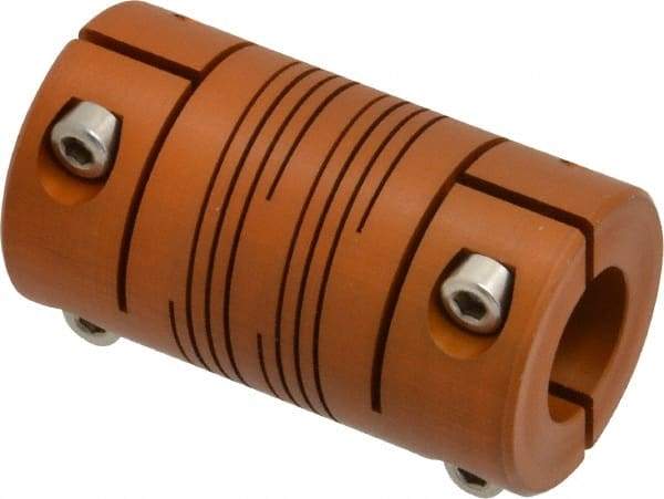 Lovejoy - 5/8" Max Bore Diam, Flexible Clamp Hub Coupling - 1-1/4" OD, 2-1/4" OAL, Anodized Aluminum - Exact Tool & Supply