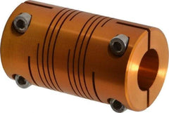 Lovejoy - 3/4" Max Bore Diam, Flexible Clamp Hub Coupling - 1-1/2" OD, 2.63" OAL, Anodized Aluminum - Exact Tool & Supply