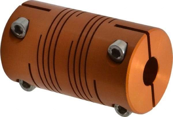 Lovejoy - 3/4" Max Bore Diam, Flexible Clamp Hub Coupling - 1-1/2" OD, 2.63" OAL, Anodized Aluminum - Exact Tool & Supply