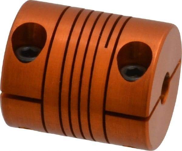 Lovejoy - 3/16" Max Bore Diam, Flexible Clamp Hub Coupling - 3/4" OD, 0.9" OAL, Anodized Aluminum - Exact Tool & Supply