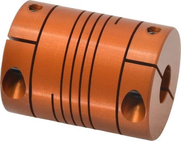 Lovejoy - 1/4" Max Bore Diam, Flexible Clamp Hub Coupling - 1.12" OD, 1-1/2" OAL, Anodized Aluminum - Exact Tool & Supply