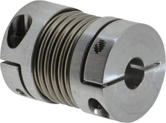 Lovejoy - 1/4" Max Bore Diam, Flexible Bellows Clamp Coupling - 0.984" OD, 1.023" OAL, Aluminum Hub with Stainless Steel Bellows - Exact Tool & Supply