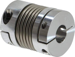 Lovejoy - 1/2" Max Bore Diam, Flexible Bellows Clamp Coupling - 1.28" OD, 1.614" OAL, Aluminum Hub with Stainless Steel Bellows - Exact Tool & Supply