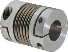 Lovejoy - 5/8" Max Bore Diam, Flexible Bellows Clamp Coupling - 1.28" OD, 1.614" OAL, Aluminum Hub with Stainless Steel Bellows - Exact Tool & Supply