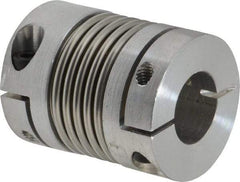 Lovejoy - 5/8" Max Bore Diam, Flexible Bellows Clamp Coupling - 1.28" OD, 1.614" OAL, Aluminum Hub with Stainless Steel Bellows - Exact Tool & Supply