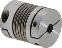 Lovejoy - 5/16" Max Bore Diam, Flexible Bellows Clamp Coupling - 1.28" OD, 1.614" OAL, Aluminum Hub with Stainless Steel Bellows - Exact Tool & Supply