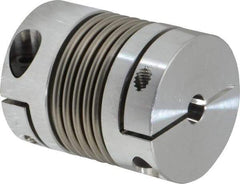 Lovejoy - 1/4" Max Bore Diam, Flexible Bellows Clamp Coupling - 1.28" OD, 1.614" OAL, Aluminum Hub with Stainless Steel Bellows - Exact Tool & Supply