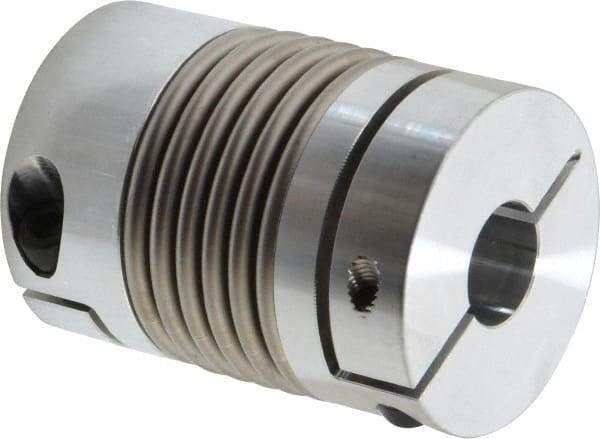 Lovejoy - 3/4" Max Bore Diam, Flexible Bellows Clamp Coupling - 1.77" OD, 2.48" OAL, Aluminum Hub with Stainless Steel Bellows - Exact Tool & Supply