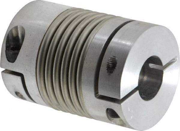 Lovejoy - 3/4" Max Bore Diam, Flexible Bellows Clamp Coupling - 1.77" OD, 2.48" OAL, Aluminum Hub with Stainless Steel Bellows - Exact Tool & Supply
