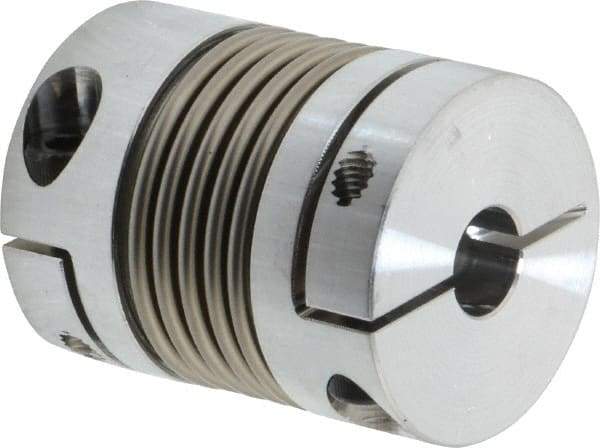 Lovejoy - 3/8" Max Bore Diam, Flexible Bellows Clamp Coupling - 1.28" OD, 1.614" OAL, Aluminum Hub with Stainless Steel Bellows - Exact Tool & Supply