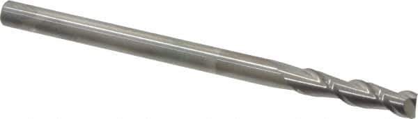 Accupro - 1/4", 1" LOC, 1/4" Shank Diam, 4" OAL, 2 Flute, Solid Carbide Square End Mill - Single End, Uncoated, Spiral Flute, 40° Helix, Centercutting, Right Hand Cut, Right Hand Flute - Exact Tool & Supply