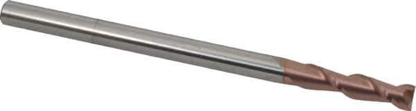Accupro - 3/8", 1-1/2" LOC, 3/8" Shank Diam, 6" OAL, 2 Flute, Solid Carbide Square End Mill - Single End, TiCN Finish, Spiral Flute, 40° Helix, Centercutting, Right Hand Cut, Right Hand Flute - Exact Tool & Supply