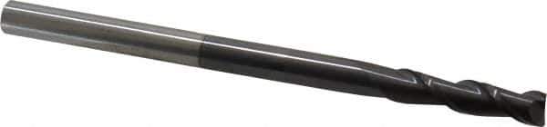 Accupro - 1/4", 1" LOC, 1/4" Shank Diam, 4" OAL, 2 Flute, Solid Carbide Square End Mill - Single End, AlTiN Finish, Spiral Flute, 40° Helix, Centercutting, Right Hand Cut, Right Hand Flute - Exact Tool & Supply