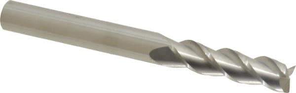 Accupro - 5/16", 1-1/8" LOC, 5/16" Shank Diam, 3" OAL, 3 Flute, Solid Carbide Square End Mill - Single End, Uncoated, Spiral Flute, 40° Helix, Centercutting, Right Hand Cut, Right Hand Flute - Exact Tool & Supply
