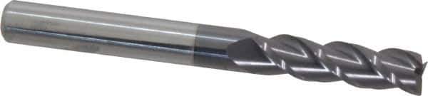 Accupro - 5/16", 1-1/8" LOC, 5/16" Shank Diam, 3" OAL, 3 Flute, Solid Carbide Square End Mill - Single End, AlTiN Finish, Spiral Flute, 40° Helix, Centercutting, Right Hand Cut, Right Hand Flute - Exact Tool & Supply