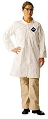 Dupont - Size 4XL White Disposable Chemical Resistant Lab Coat - Tyvek, Snap Front, Open Cuff - Exact Tool & Supply
