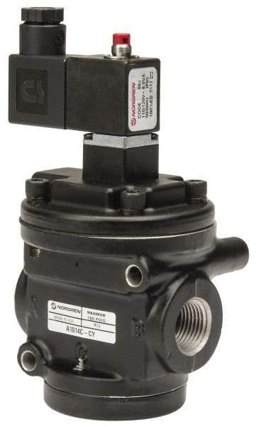Norgren - 5.3 CV Rate, 1/2" NPT Inlet 1/2 Basic Valves - 1/2" NPT Inlet, Poppet Valve, Solenoid Actuator - Exact Tool & Supply