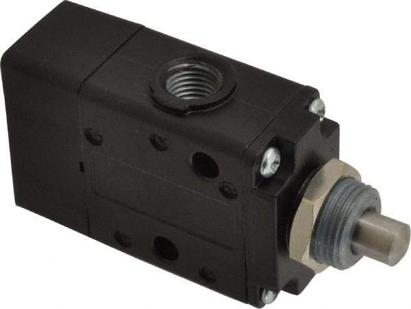 Norgren - 0.98 CV Rate, 1/4" NPT Inlet 3/2 Super Mechanical Valve - 1/4" NPT Inlet, Packed Spool Valve, Plunger Actuator - Exact Tool & Supply