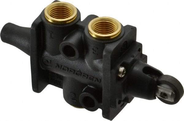 Norgren - 0.34 CV Rate, 1/8" NPT Inlet 3/2 Super Mechanical Valve - 1/8" NPT Inlet, Packed Spool Valve, Roller Actuator - Exact Tool & Supply
