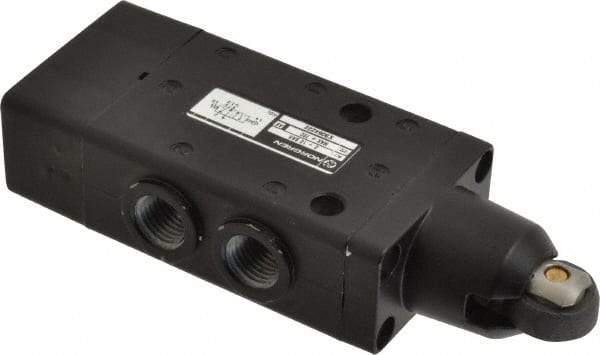 Norgren - 0.98 CV Rate, 1/4" NPT Inlet 5/2 Super Mechanical Valve - 1/4" NPT Inlet, Packed Spool Valve, Roller Actuator - Exact Tool & Supply